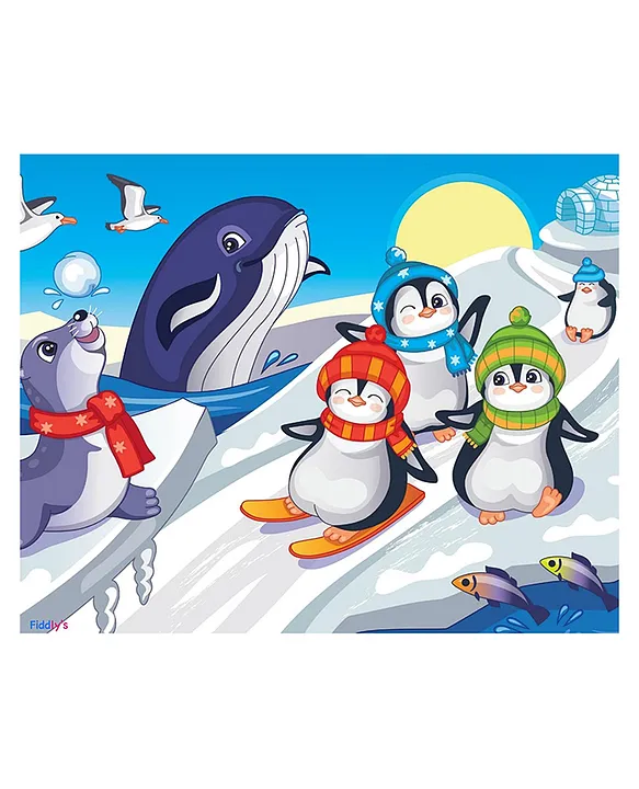 Fiddly Wood Jigsaw Puzzles Animal World and Sea World Ice 54 Pieces