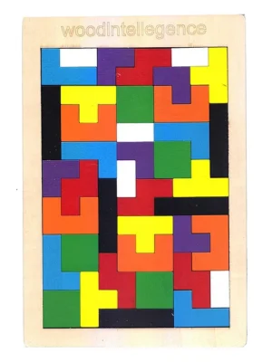 Wooden Jigsaw Puzzle (40 Pieces) Tangram Jigsaw Teasers Educational Children Puzzle Game for Ages 3 + Boys & Girls COLOR MAY VARY