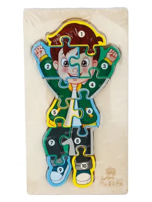 Wooden Small Boy Shape Montessori Toy Jigsaw Puzzles Multicolor 10 Pieces
