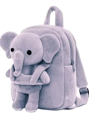 Frantic Premium Quality Soft design FullBody Grey Elephant Bag for Kids
