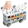AKN TOYS Retro Bus Model Toy Double Decker Bus with Sound and Artificial Wheel Universal Electric Musical School Bus Toy for Children Light & Sound Effects Educational Toys(color may vary)