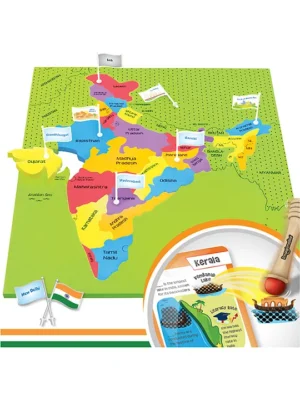Mapology India Map Puzzle with Flash Card Multicoloured 25 Puzzle Pieces and 31 Cards