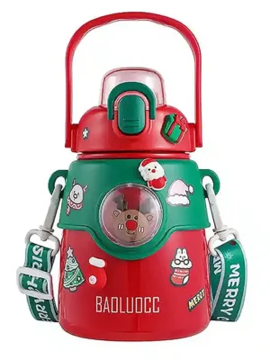 DIY Green XMAS Home Theme Stainless Steel Christmas Water Bottle for Kids 850ml