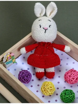 Crochet Bunny Girl Soft Toys Red