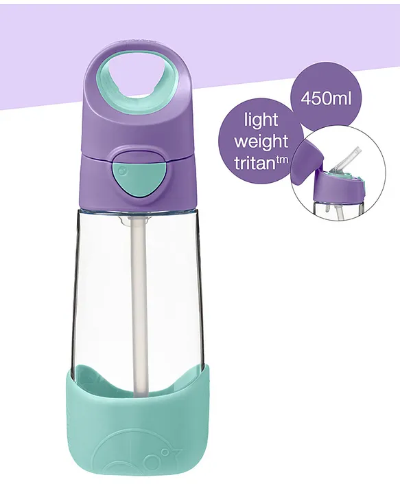 Straw Top Water Bottle for kids Spill Proof & Easy to Carry 450ML Lilac Pop Purple