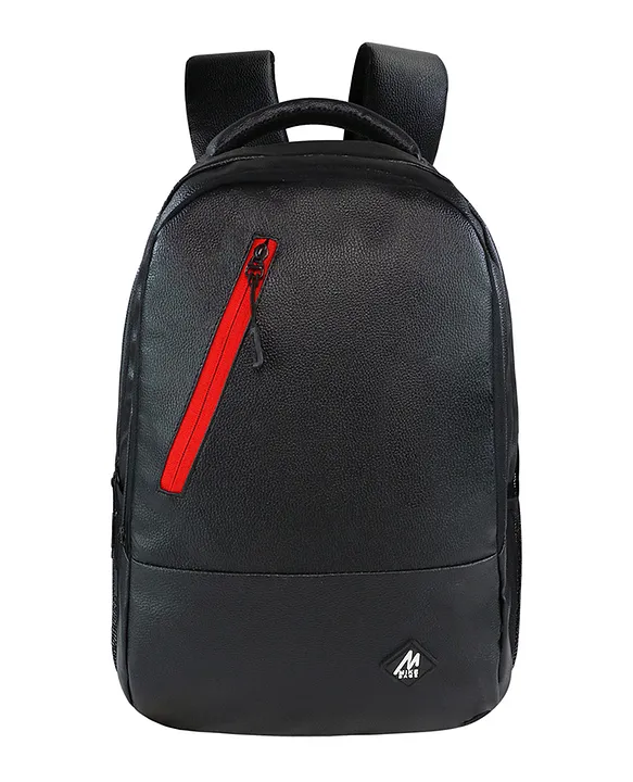 MIKE BAGS Mike Bags Faux Leather Laptop Backpack Black Height 7 Inches