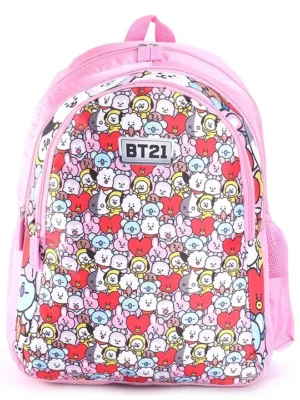 Kawaii BT21 School Bag Trendy Style for Young Dreamers Adventures Pink 16 inches