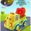 Babyhug 4 in 1 Musical Bump & Go Construction series Cement Mixer Truck Green Rolling Eyes Lights & Music Shape Recognition Cause & Effect Free Wheels Handeyecoordination Fine Motor Skills
