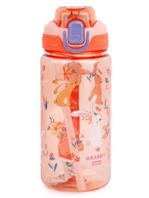 Water Bottle rabbit print orange 600ml
