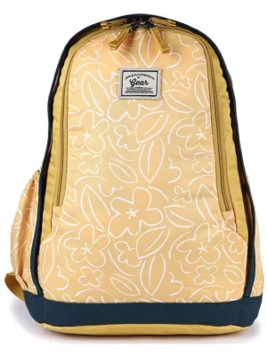 Gear Triumph Floral Print Backpack Yellow Teal 18 Inches