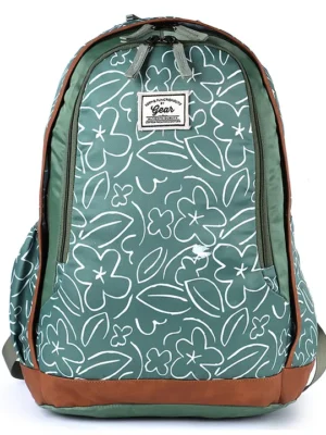 Gear Triumph Floral Print Backpack Green Tan 18 Inches