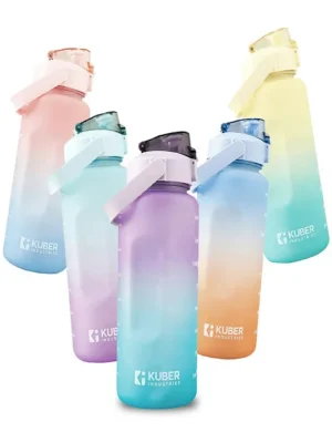 Motivational 2 Litre Water Bottle with Time MarkerBPA FreeLeakproofNonToxic & DurableGreen