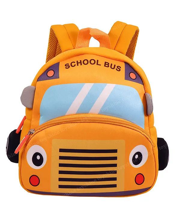 Toyshine Cute Car Face Backpack for Kids Girls Boys Toddler Backpack Preschool Nursery Travel Bag Mini Size Orange 12 Inch