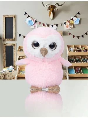 SHAPZE Puffy Plush Owls Pink Height 16 cm