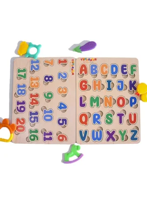 TOYPENTER Wooden Learning Educational Board for Kids Puzzle Toys for 2 Years Old Boys & Girls Combo Pack (Alphabets & Numbers) (ABC & 123)