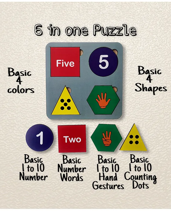 Number Learning Puzzle Wooden 6 in 1 Number Board Game Wooden Educational Board Puzzle for Kids Learning Wooden Toys for kids (Board with 40 Tiles).