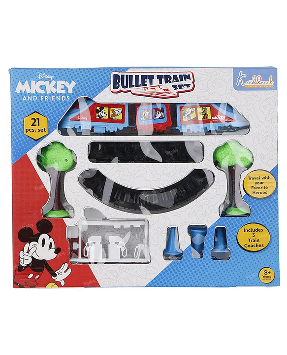 TOYSIRE Toysire Battery Operated Avengers Bullet Train Micky Mouse Print with Tracks Bridges for Kids Boys and Girls 21Pc Set...