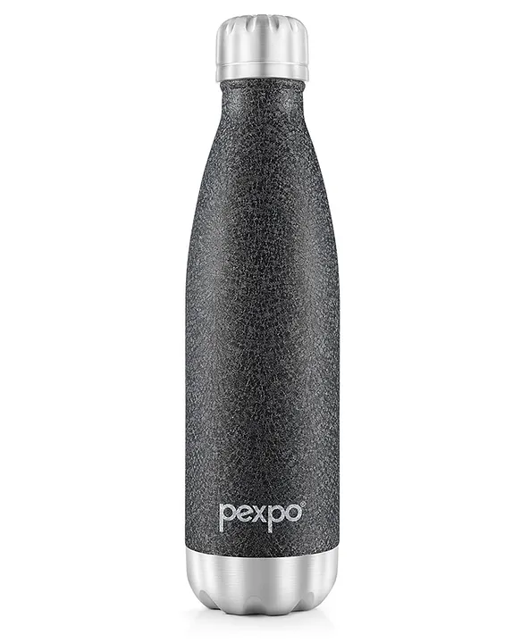 PEXPO Electro 24 Hrs Hot & Cold ISI Certified Flask Stainless Steel Water Bottle 500ml Black Thermoflask Office Bottle Workout Travelling Home Adults & Kids