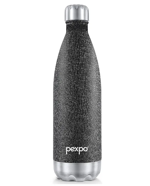 PEXPO Electro 24 Hrs Hot & Cold ISI Certified Flask Stainless Steel Water Bottle 750ml Black Thermoflask Office Bottle Workout Travelling Home Adults & Kids