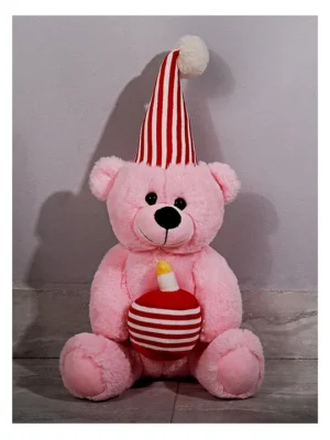 Dukiekooky Kids Pink & Red Bear With Cap & Cack Soft Toy Height 45 CM