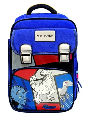 Little Surprise Box Dinosaur Theme School backpack for kids with Additional Sling bag and comfortable cushion padding Blue 15 Inches