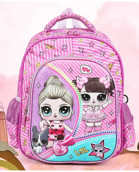 Novex NOVEX SNUGON Meow Printed Kids School Bag For Girls/Kids Backpack (Pink 12 Inch)