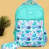 Novex NOVEX SNUGON Finely Printed School Bag For Girls With Stationery Pouch & Rain Cover/Backpack (Green 19 Inch)