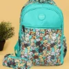 Novex NOVEX SNUGON Kitten Printed Kids School Bag For Girls With Stationery Pouch/Kids Backpack (Green 17 Inch)