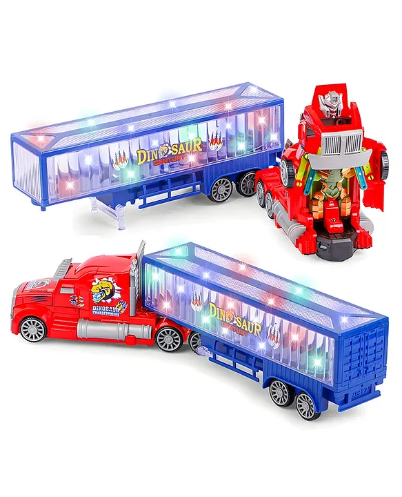 YAMAMA Musical 2 In 1 Deformation Robot Truck Toy With Lights Music Detachable Carrier Container Truck For Kids Musical Toy For Kids Multicolor