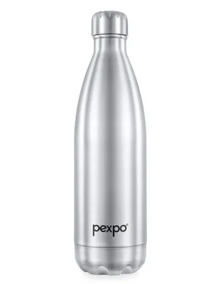 PEXPO Electro 24 Hrs Hot & Cold ISI Certified Flask Stainless Steel Water Bottle 750ml Silver Thermoflask Office Bottle Workout Travelling Home Adults & Kids