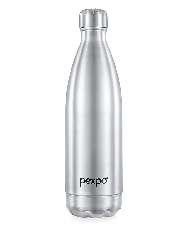 PEXPO Electro 24 Hrs Hot & Cold ISI Certified Flask Stainless Steel Water Bottle 750ml Silver Thermoflask Office Bottle Workout Travelling Home Adults & Kids