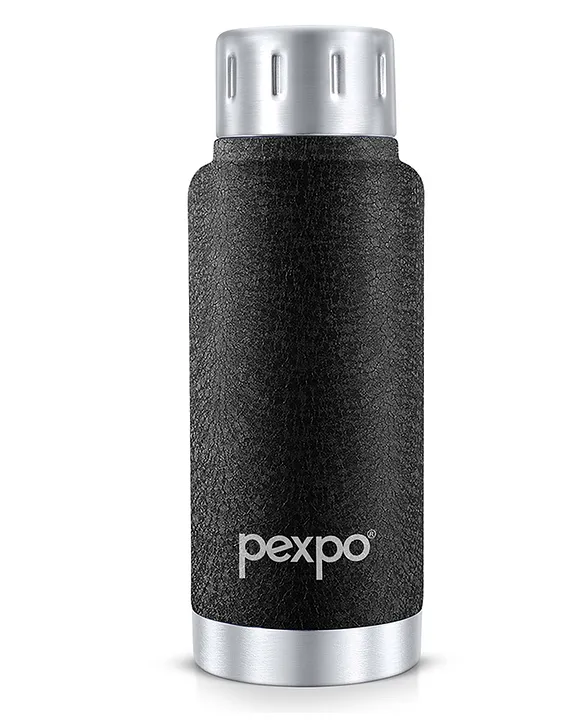 Cameo Hot & Cold 300ml Stainless Steel Water BottleBlack Vacuum Insulated Leak proof & BPA Free Screw Cap Office School Gym & TravellingMen Women & Kids