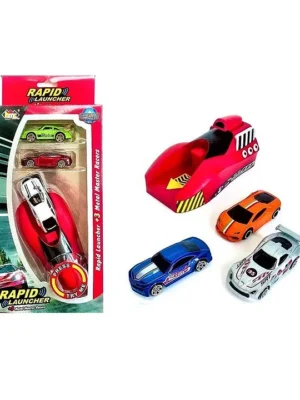SANJARY Sanjary Rapid Launcher Cars Play Set Toys with 3 Die Cast Metal Cars for Kids Color & Design May Vary