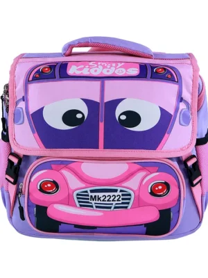 Smily Kiddos School Bags for Kids School Bus Theme pink 13 Inch