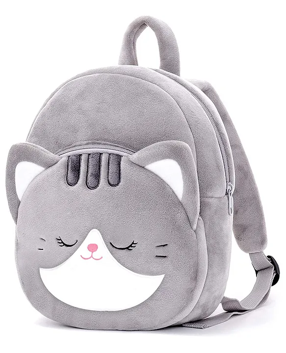 Frantic Premium Quality Soft design Grey Cat Bag for Kids 14 Inches
