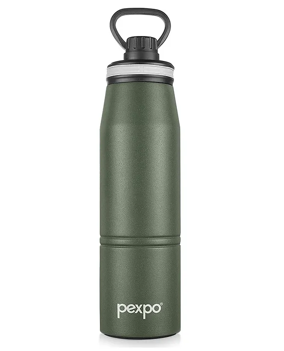 Altros Stainless Steel Hot & Cold Vacuum Insulated Flask 740ml Military Green Leak Proof Easy to Carry Loop Handle Sports Water Bottle Trekking Gym Office Home Kitchen