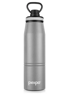 Altros Stainless Steel Hot & Cold Vacuum Insulated Flask 940ml Grey Leak Proof Easy to Carry Loop Handle Sports Water Bottle Trekking Gym Office Home Kitchen