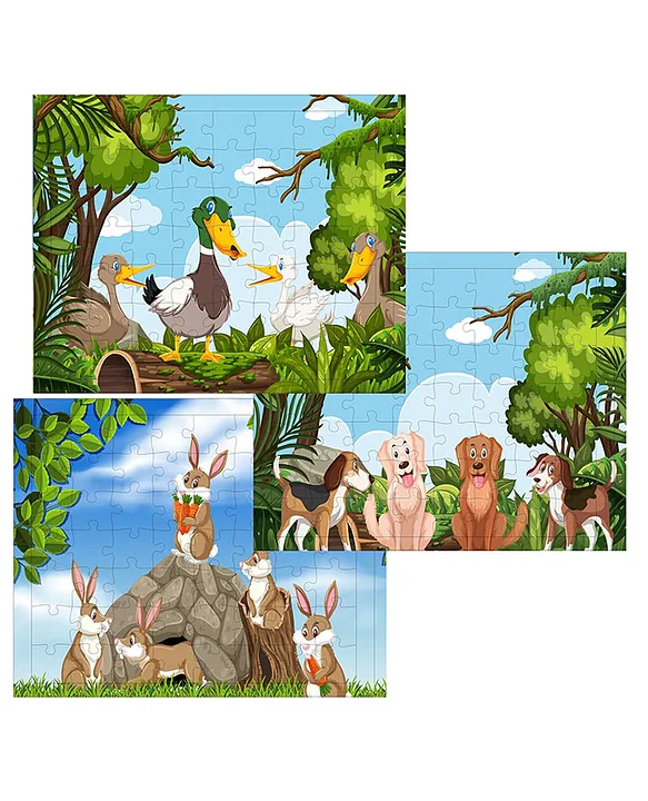 54 Pcs Wood Jigsaw Puzzles for Kids & Children (Pack of 3pet Animal 54 Pcs)