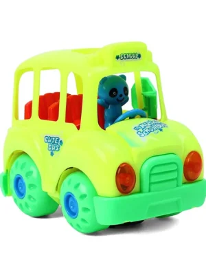 KIDS FUN Toys Battery Operated School Bus Toy with Moving Wheel Light & Sound Green