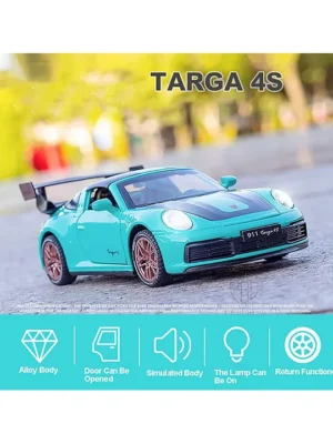 Magicwand 1:32 Scale DieCast Porsche Targa 4S with Openable DoorsMusicLights & Pull Back Action