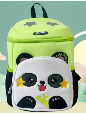 Cots and Cuddles Cute 3D Panda Design Backpack for Kindergarten Kids (Green) 11 Inch
