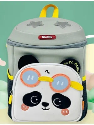 Cots and Cuddles Cute 3D Panda Design Backpack for Kindergarten Kids (Grey) 11 Inch
