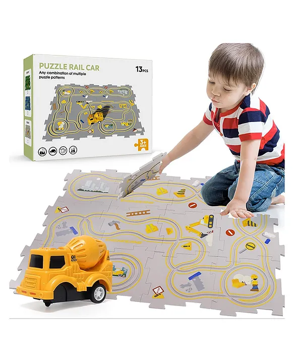 Azhari 13 Pcs Puzzle Mat Rail Track Play Set for kids