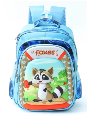 ZOE Foxes Print School Backpack2 Main Compartments 1 Front Pocket 2 side Bottle PocketsWater ResistantLong lasting and Durable Zippers Comfortable back cushioning For School Travel and OutdoorsLight Blue 16inches