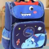 ZOE Dino print School Backpack1Main Compartment 1 Front Pocket 2 side Bottle PocketsWater ResistantLong lasting and Durable Zippers Comfortable back cushioning For School Travel and OutdoorsBlue 14inches