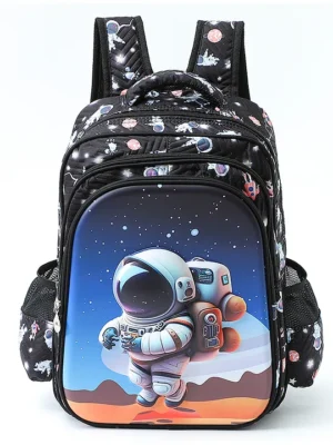 Play Nation Astronaut Space print School Backpack1 Main Compartment 2 Front Pockets 2 side Bottle PocketsNylon FabricLong lasting and Durable Comfortable back cushioning For School Travel and OutdoorsNavy Blue 15inches