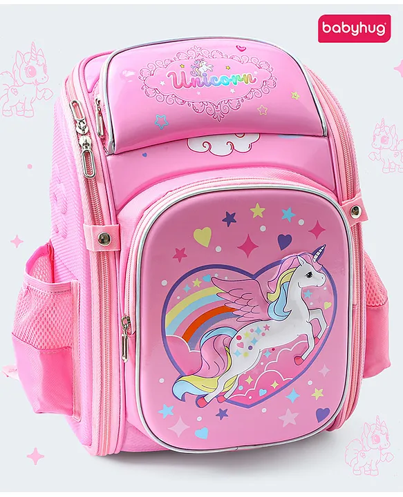 Babyhug Backpack With Unicorn Print Pink Height 14.5 Inches