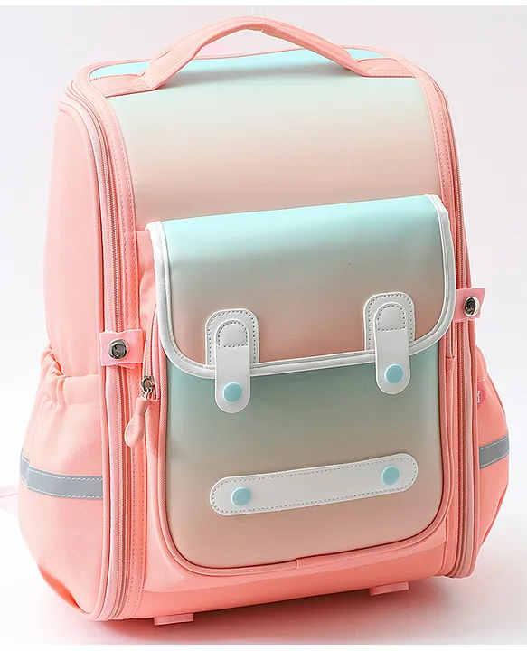 Bonfino Ombre Backpack Pink 15 Inches School Bag for 3 to 5yrs Boys & Girls Padded Shoulder Strap Cushion Back Panel Water Resistant Bottle Pouch Ideal for Sleepover & Nightouts