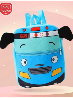 Play Nation Car print Soft Toy Bag1 Main Compartment 1 PocketLong lasting and Durable Zippers For School Travel and OutdoorsBlue 12inches