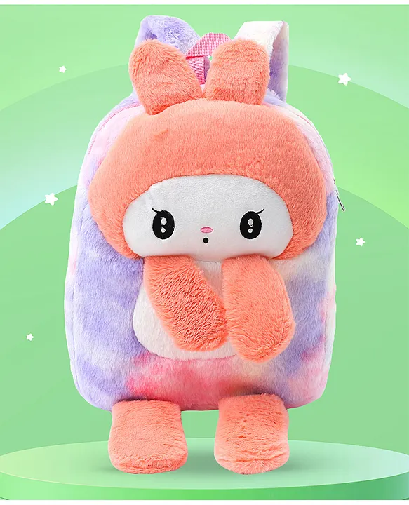 Play Nation Bunny Soft Toy Bag1 Main CompartmentLong lasting and Durable Zippers For School Travel and OutdoorsMulticolor 11inches